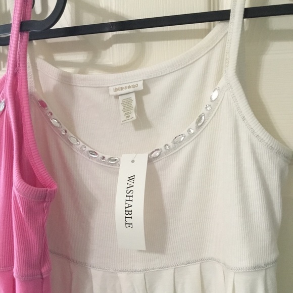 NEW Two Pink and White Spaghetti strap baby doll Dresses , Embellished - Picture 7 of 12